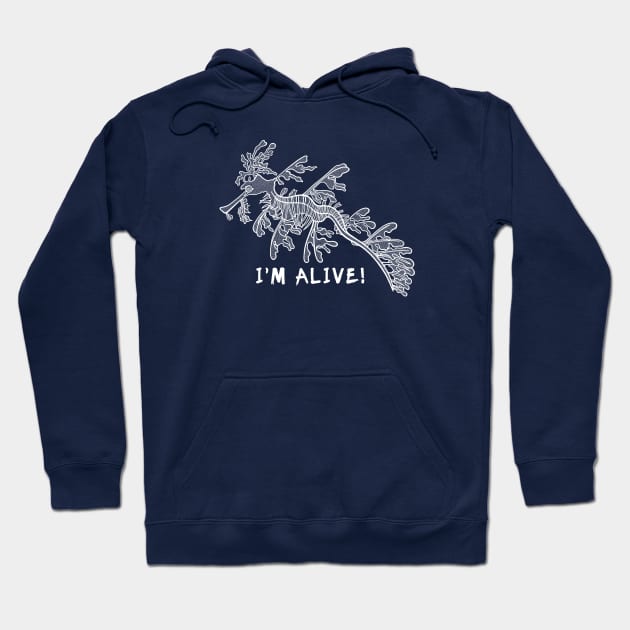 Leafy Seadragon - I'm Alive! - detailed animal ink design Hoodie by Green Paladin